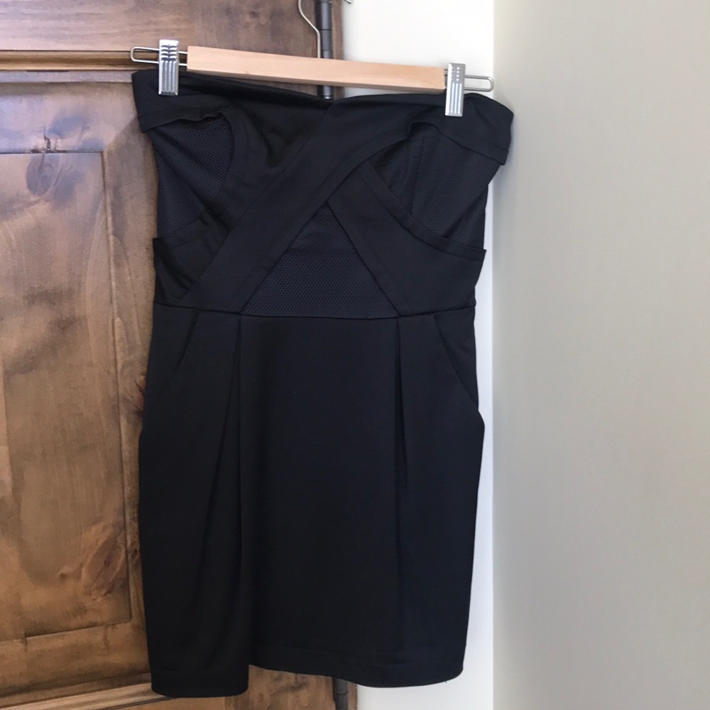 Bebe strapless black bodycon dress
